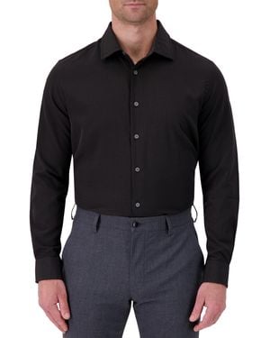 Report Collection Slim-fit Tonal-print Shirt - Black