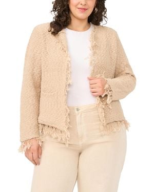 Vince Camuto Plus Size Long-sleeve Fringe Cropped Jacket - Natural