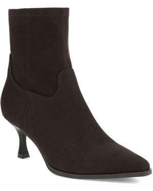 MIA Aletta Pointed Toe Kitten Heel Dress Booties - Brown