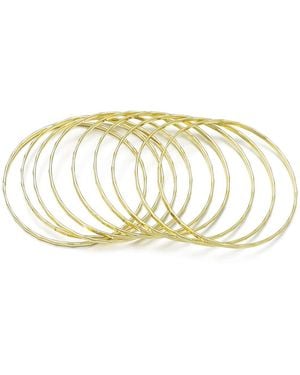 Adornia Plated 9-piece Thin Bangle Bracelet Set - Metallic