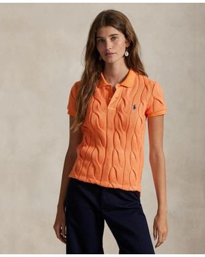 Polo Ralph Lauren Cable-knit Cotton Polo Shirt - Orange