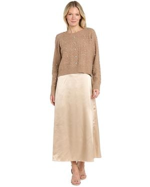 R & M Richards 2-peice Satin Dress - Natural