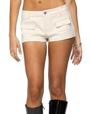 Edikted Studded Belt Denim Micro Shorts - White