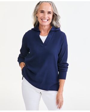 Style & Co. Long-sleeve V-neck Waffle Hoodie - Blue