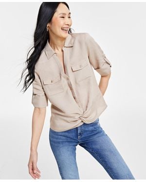 INC International Concepts Linen Twist-hem Blouse - Multicolor