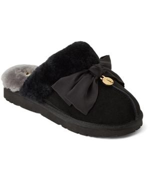 Dearfoams Fireside By Sydney Dream Bow Scuff Slippers - Black