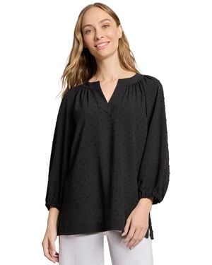 売れ筋商品|||ジョーンズニューヨーク カットソー トップス レディース Women's Split-Neck Pleated-Cuff Top Nyc White Jones New York Split-neck Pleated-cuff Top in Gray | Lyst