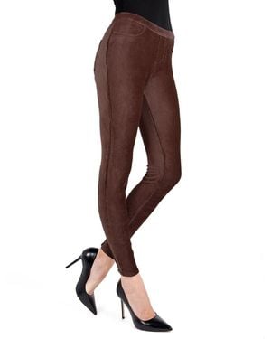 Memoi Thin Ribbed Stretch Corduroy leggings - Brown