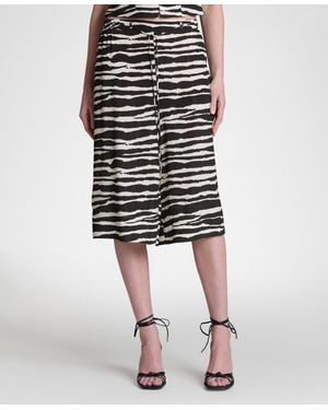 Avec Les Filles Viscose-blend Elastic Waist Wide Culottes - Black
