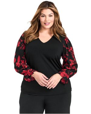 Avenue Plus Size Scarlet Mix Media Top - Black