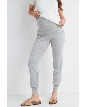 Hello Miss Maternity Over-the-belly Pull-on sweatpants With Side Pockets - Gray