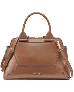 Calvin Klein Heidi Top Zipper Convertible Satchel - Brown