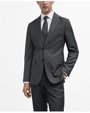 Mango Eu Slim-fit Virgin Wool Suit Jacket - Gray