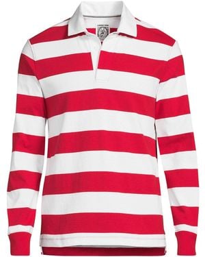 Lands' End Long Sleeve Stripe Rugby Shirt - Red