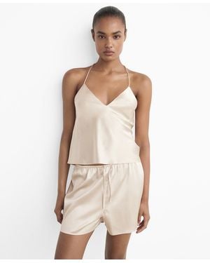 Mango Silk Pajama Shorts - Natural