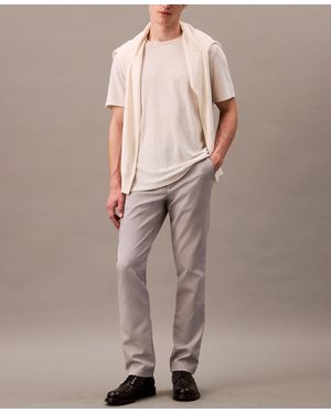 Calvin Klein 40Vm630 Chino Pants Cotton Stretch Slim-Fit Zip Fly Mxx39 - Gray