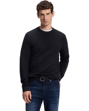 BOSS Boss By Diagonal-structured Cotton Regular-fit Sweater - Blue