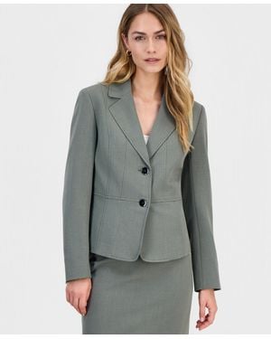 Kasper Petite Two-button Seamed Blazer - Gray
