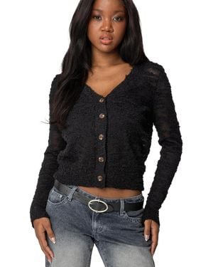 Edikted Georgie Textured Knit Cardigan - Black