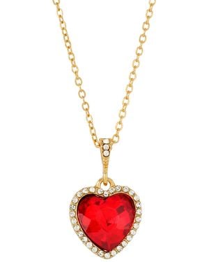 2028 Heart Pendant Necklace - Red