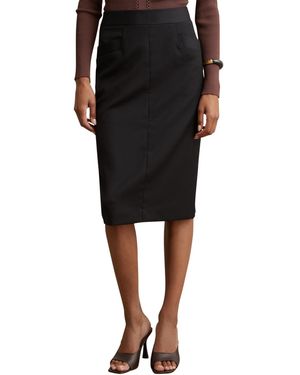 Reiss Petite Haisley High-waisted Wool-blend Tailored Skirt - Black