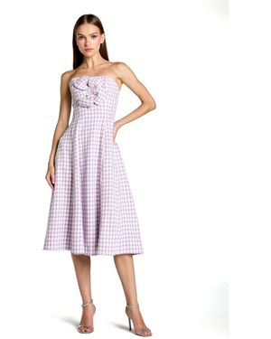 Mac Duggal Strapless Boucle Midi Dress - Purple