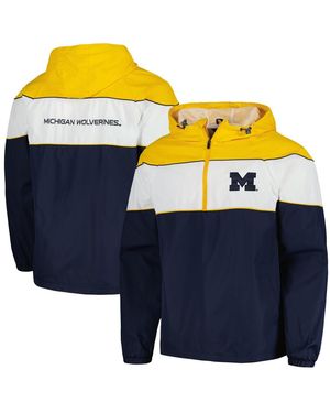 G-III 4Her by Carl Banks Michigan Wolverines Center Line Half-zip Raglan Hoodie Jacket - Blue