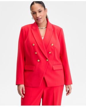 INC International Concepts Plus Size Faux Double-breasted Blazer - Red