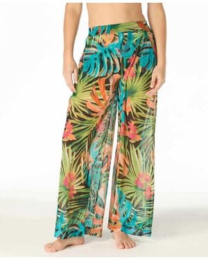 Coco Reef High-waist Wide-leg Mesh Cover-up Pants - Green