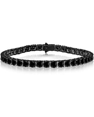 Metallo Stainless Steel Round Cz Tennis Bracelet - Black