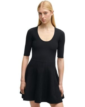 BOSS Boss By Scoop-neck Flared Dress - Black