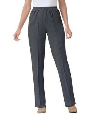 Woman Within Within Knit Hassle-free Pull-on Elastic-waist Pants - Blue