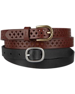 Levi's 2-pack Perforated And Reversible Skinny Casual Belt Set - Brown