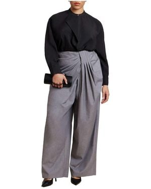 Eloquii Draped Pleat Detail Trouser - Black
