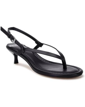 Rag & Co Brisbou Leather Kitten Heel Thong Slingback Sandals - Blue