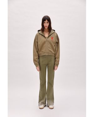 Pcfg Cotton Destroyed Zip Up Hoodie - Green