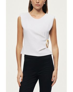 Nocturne Sleeveless Buckle-detail Blouse - White