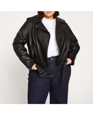 UNIVERSAL STANDARD Plus Size Leeron Leather Moto Jacket - Black