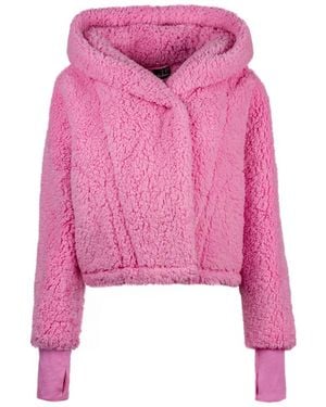 Jill Martin Hooded Cropped Length Button Front Lounger Jacket - Pink