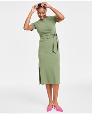 On 34th Crewneck Wrap Tie Dress - Green