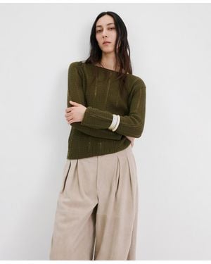 Mango Knitted Ribbed Sweater - Green