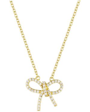 Etoile Plated Silver And Cubic Zirconia Bow Necklace 18 Inches Adjustable - Metallic