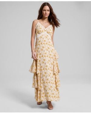 And Now This Ruffled Lace-trim Maxi Dress - Metallic