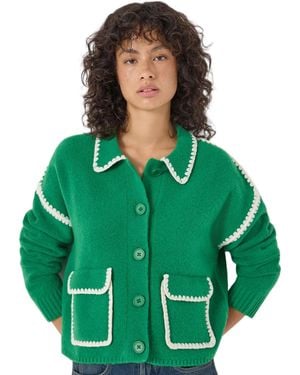 Hush Wool Blend Whipstitch Trim Shirt Jacket - Green