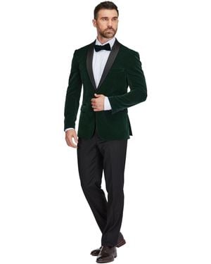 Gino Vitale Slim-fit Velvet Shawl Lapel Tuxedo Set - Black