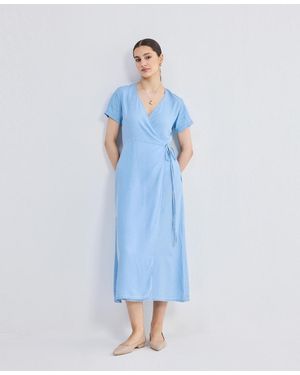 REISTOR Maxi Wrap Dress - Blue
