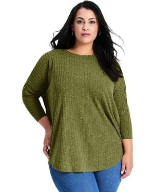 Avenue Plus Size Kym Rib Hacci Tunic - Green