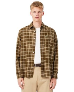 Lacoste Plaid Flannel Long-sleeve Shirts - Brown