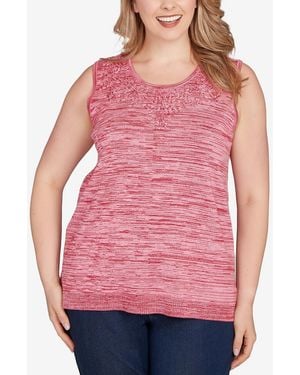 Ruby Rd. Plus Size Marled Knit Embroidered Tank Sweater