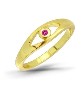 Macy's Pink Cubic Zirconia Evil Eye Ring - Metallic